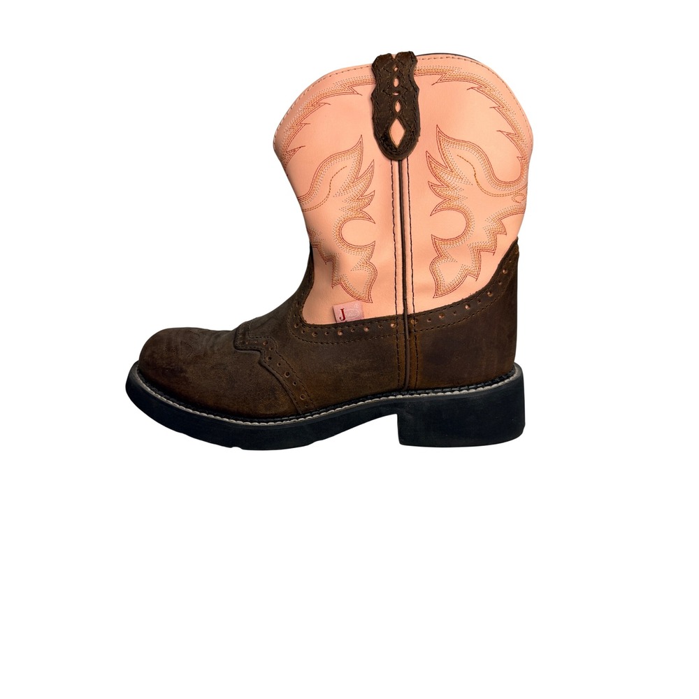 Justin Gypsy Womens Brown Pink Leather Western Cowboy Boots Size 10 Rodeo L9901